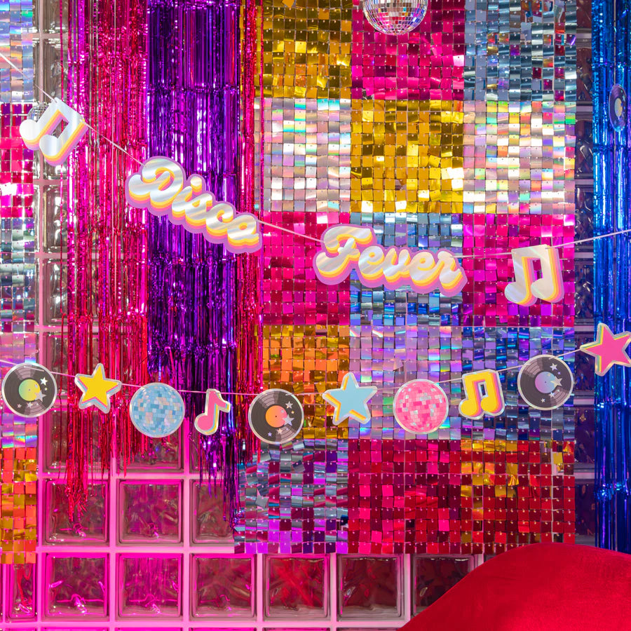 Banner de papel de discoteca retro, fiebre disco, 100 x 17 cm