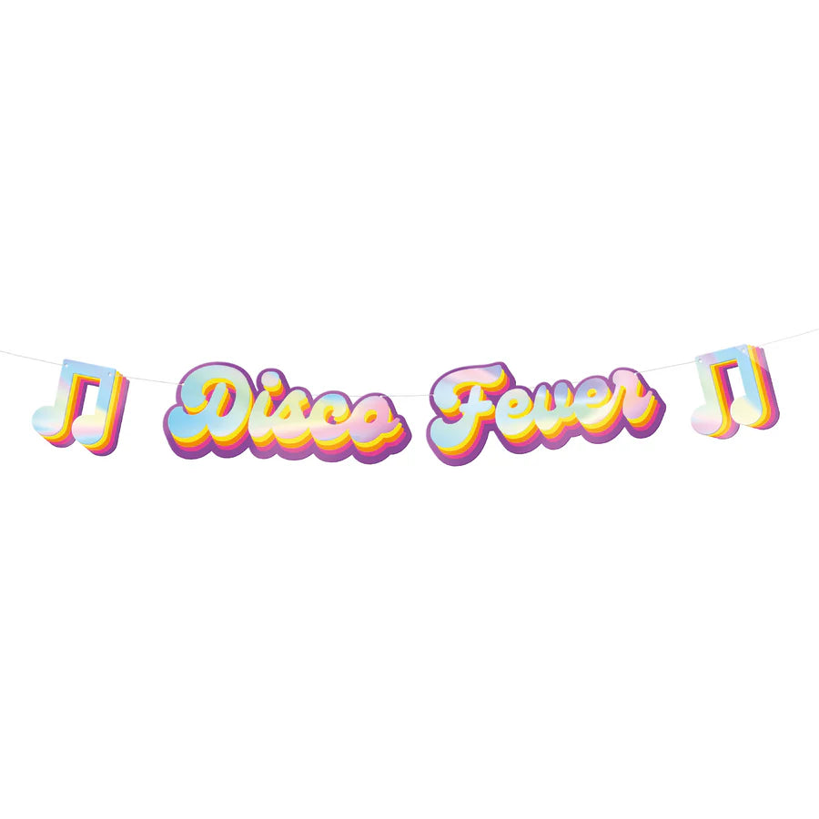 Banner de papel de discoteca retro, fiebre disco, 100 x 17 cm