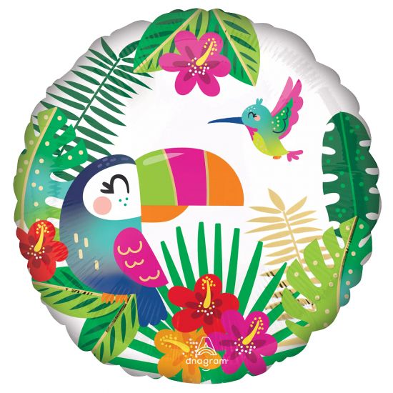 Globo de aluminio con forma de tucán o loro, redondo, 43 cm