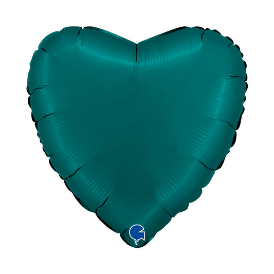Balão de alumínio coração, esmeralda acetinada, 18" / 46 cm