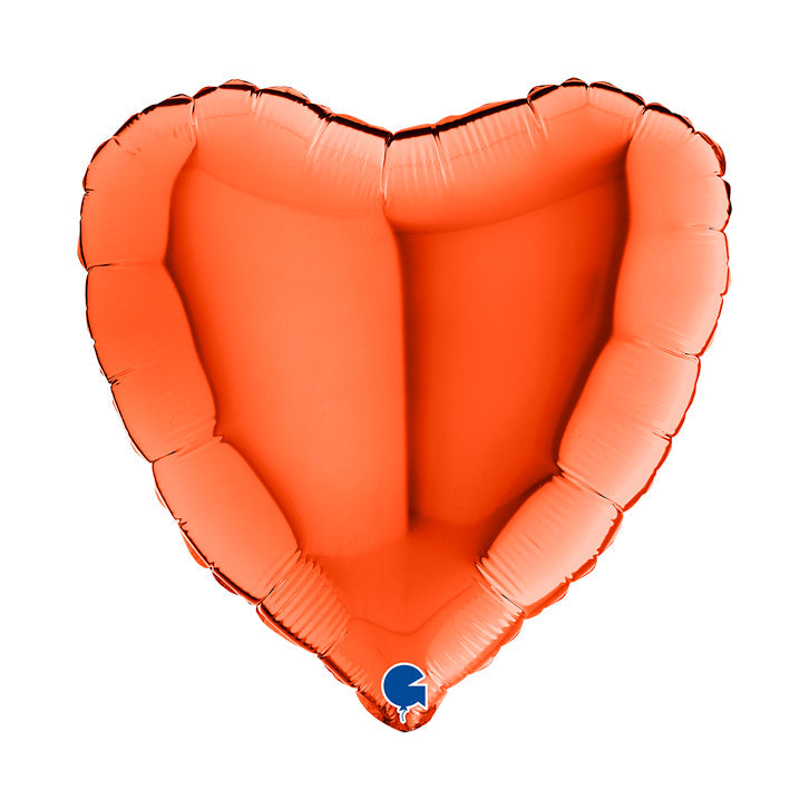 Foil Balloon Heart, Orange, 18" / 46 cm Grabo