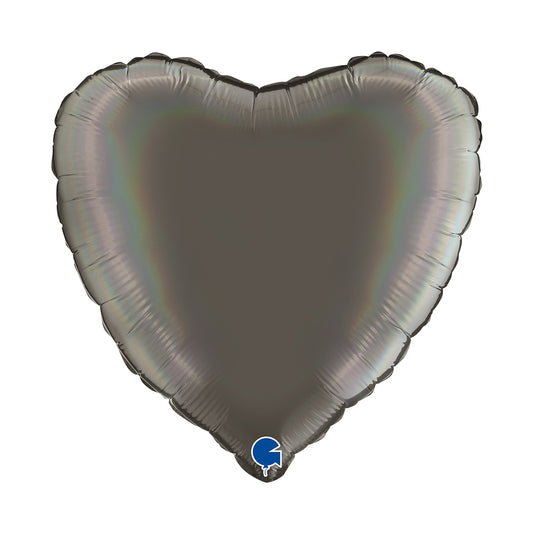Balão de folha de alumínio, arco-íris acetinado holográfico cinza platina, 18" / 46 cm