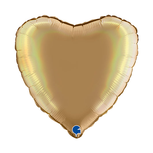 Balão de folha de alumínio, arco-íris acetinado holográfico platina champanhe/ouro, 18" / 46 cm