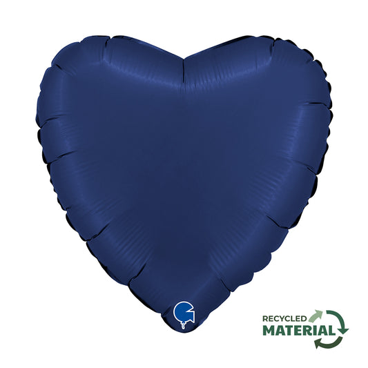 Balão de alumínio em forma de coração, azul marinho acetinado, 18" / 46 cm