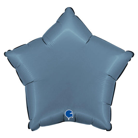 Balão de Foil Estrela, Cetim Azul Jeans, 18" / 46 cm