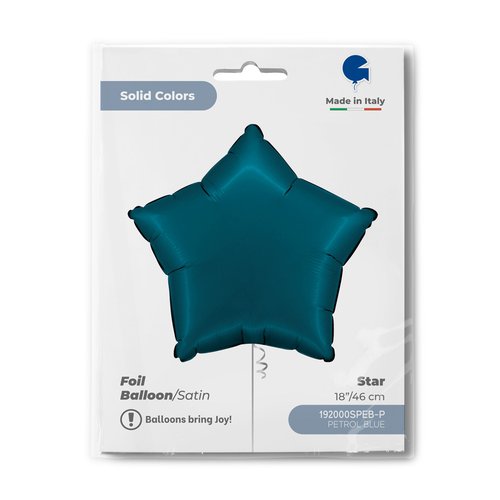Foil Balloon Star, Satin Petrol Blue, 18" / 46 cm Grabo