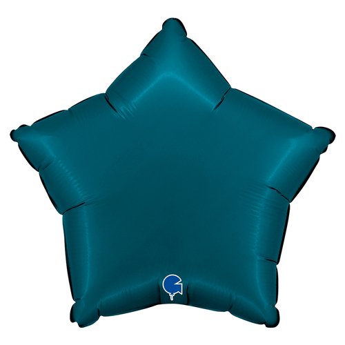 Globo de aluminio con forma de estrella, color azul petróleo satinado, 18" / 46 cm