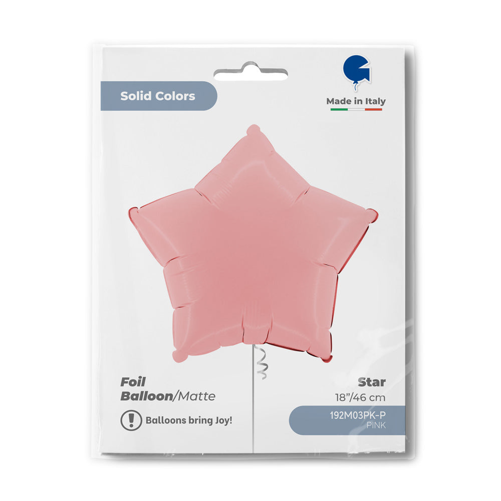Globo de aluminio con forma de estrella, color rosa mate, 46 cm