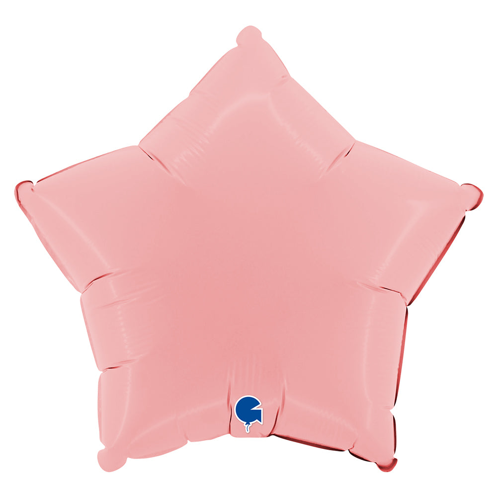 Globo de aluminio con forma de estrella, color rosa mate, 46 cm