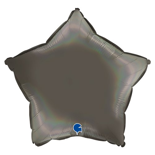 Globo de aluminio con forma de estrella, color gris platino holográfico arcoíris, 18"/46 cm