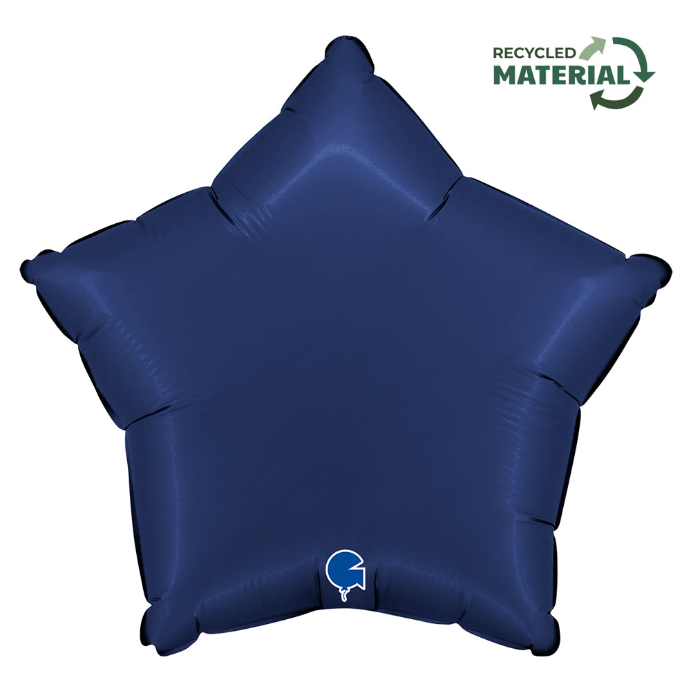 Globo de aluminio con forma de estrella, color azul marino satinado, 18"/46 cm