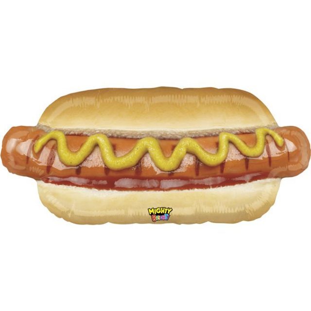 Hotdog con globos de aluminio, 34" / 86 cm
