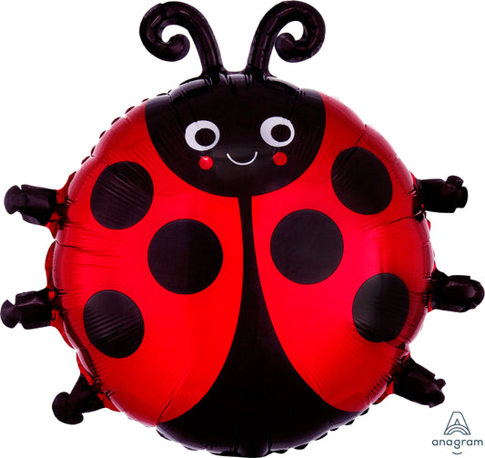 Foil Balloon Ladybug, 48 cm, inflatable decoration for parties, ideal for air or helium use, vibrant red and black design.