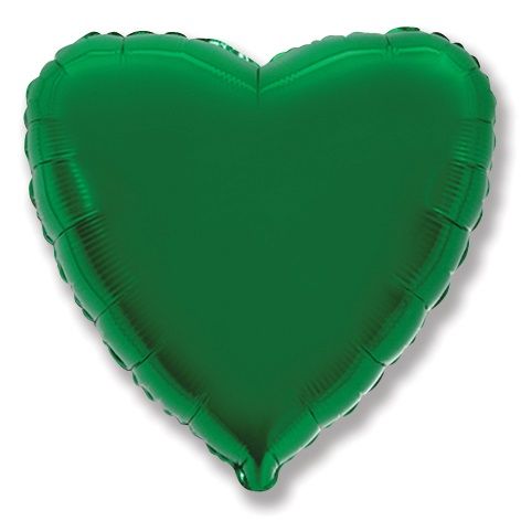 Balão de alumínio coração, verde, 18" / 48 cm