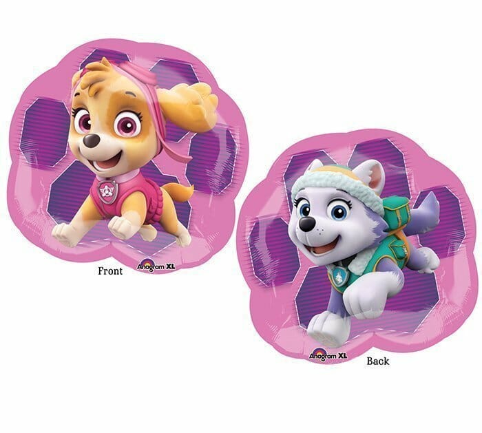 Globo de aluminio Paw Patrol, de dos caras, niñas, 25"/63 cm