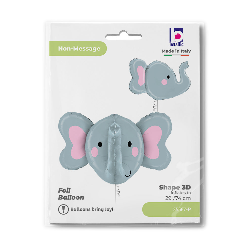 Globo de aluminio con forma de cabeza de elefante, 3D, 34" / 86 cm