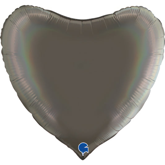 Balão de folha de alumínio, arco-íris acetinado holográfico cinza platina, 36" / 91 cm