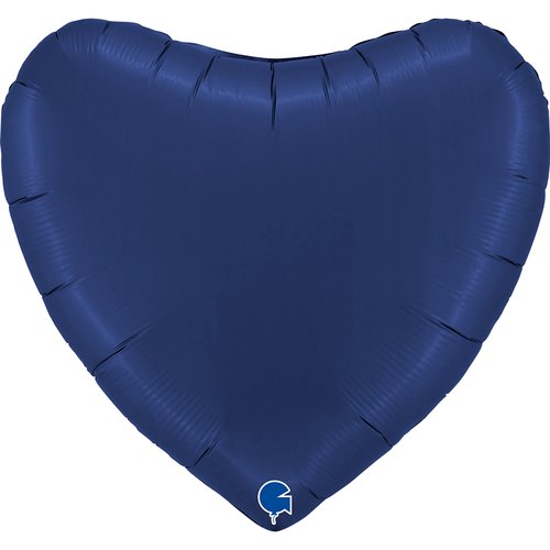 Balão de alumínio em forma de coração, azul marinho acetinado, 36" / 91 cm 