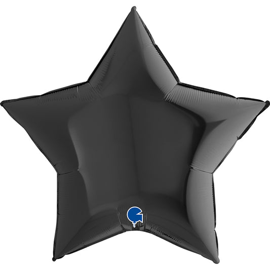 Globo de aluminio con forma de estrella, color negro, 36"/91 cm