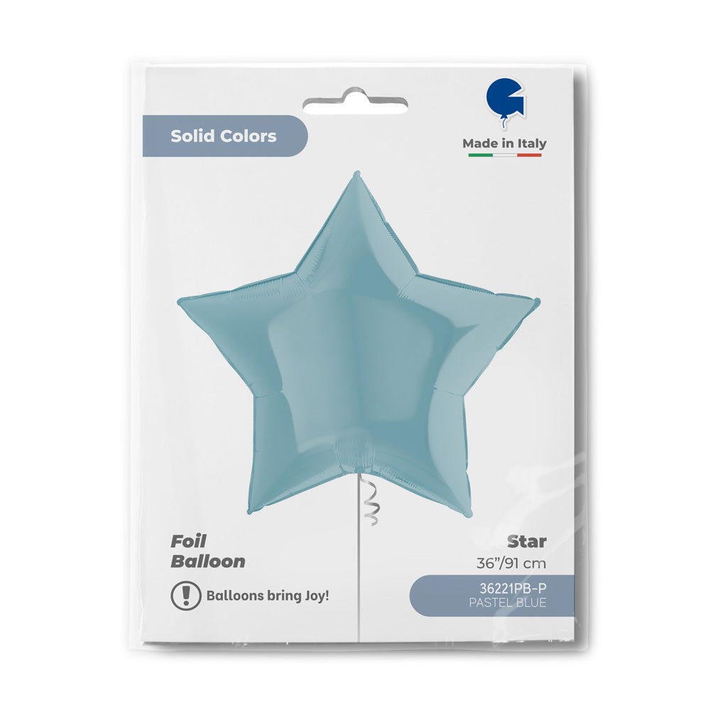 Globo de aluminio con forma de estrella, color azul pastel, 91 cm