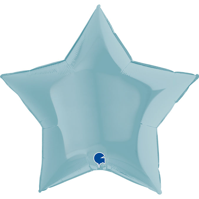 Globo de aluminio con forma de estrella, color azul pastel, 91 cm