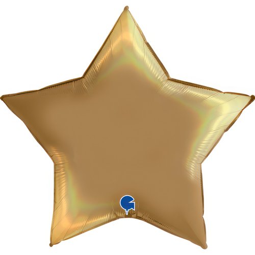 Balão Foil Estrela, Arco-íris Holográfico Platina Champanhe/Ouro, 36" / 91 cm