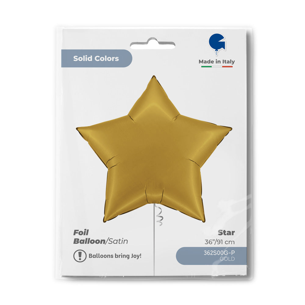 Globo de aluminio con forma de estrella, dorado satinado, 36"/91 cm