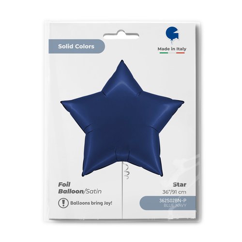 Globo de aluminio con forma de estrella, color azul marino satinado, 36"/91 cm