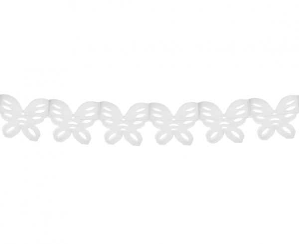 Guirnalda de papel Mariposas blancas, 360 x 14 x 10 cm