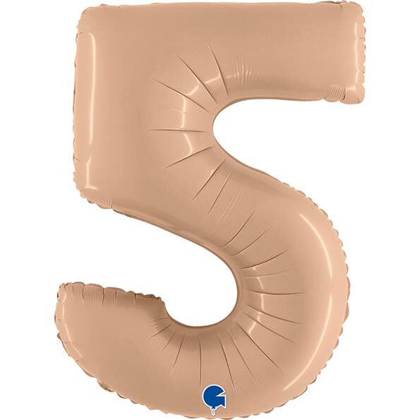 Foil Balloon Number "5", 102 cm, nude