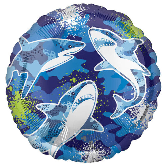 Foil Balloon Sharks Round 43 cm