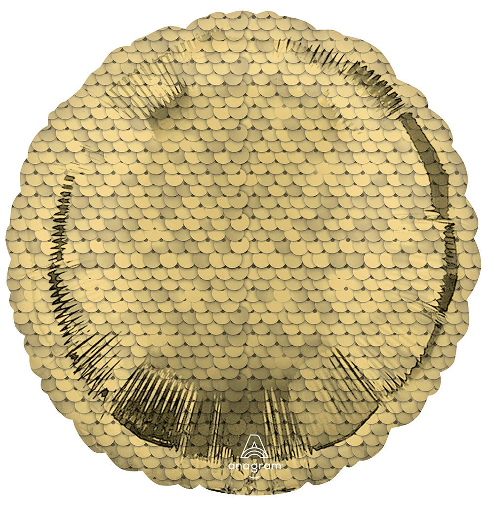 Foil Balloon Glitter Gold Sequins,  17" / 43 cm Anagram