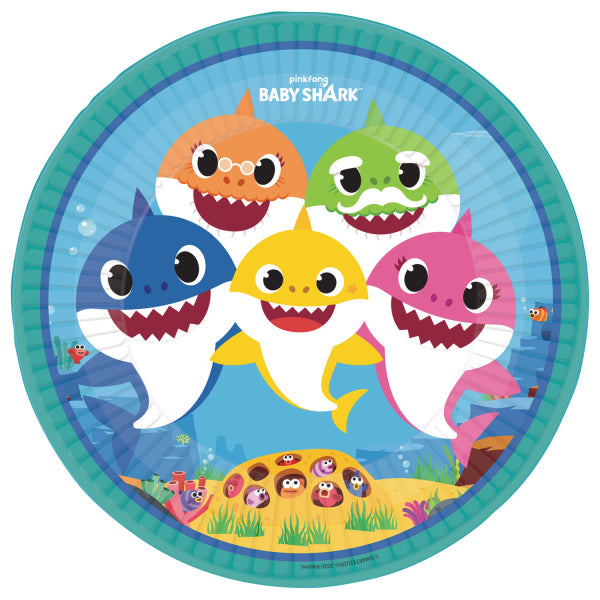 Paper plates Baby Shark, 23 cm, 8 pcs Amscan