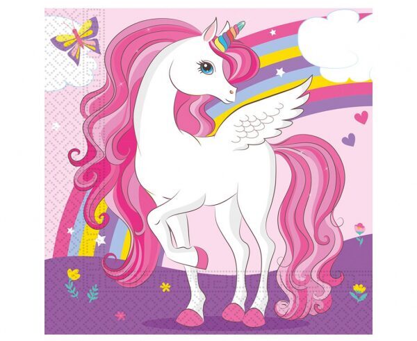 Paper napkins Unicorn and Butterfly, 33x33 cm, 20 pcs PROCOS
