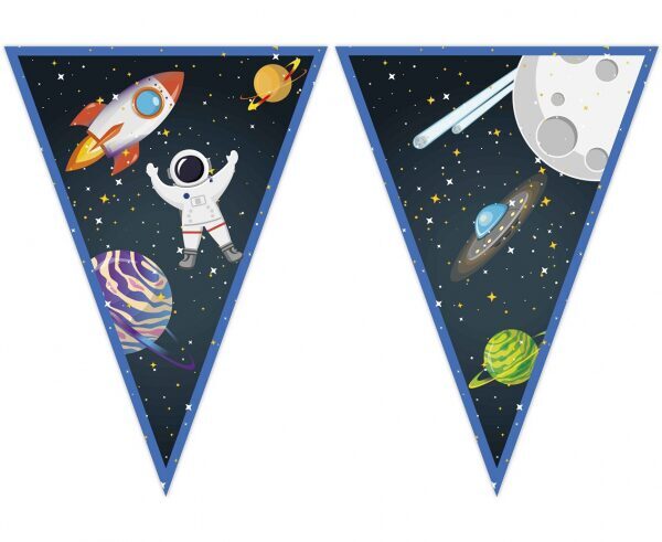 Guirlanda de bandeiras Foguete espacial, papel, 230 cm