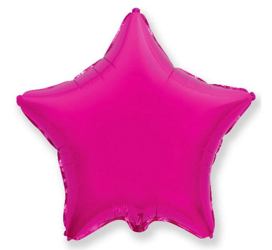 Balão de alumínio estrela, rosa choque, 18" / 48 cm