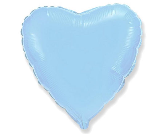 Balão de alumínio coração, azul claro, 18" / 48 cm