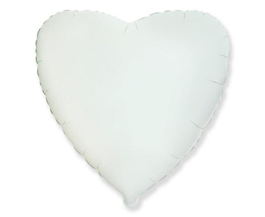 Balão de alumínio coração, branco, 18" / 48 cm