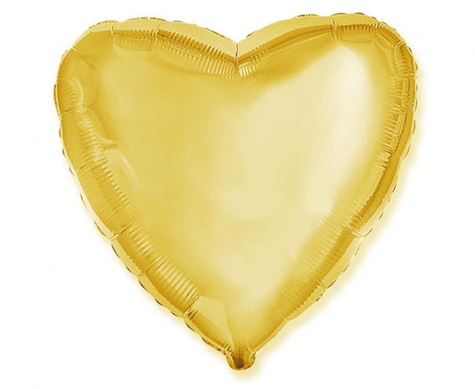 Balão de alumínio coração, dourado, 18" / 48 cm