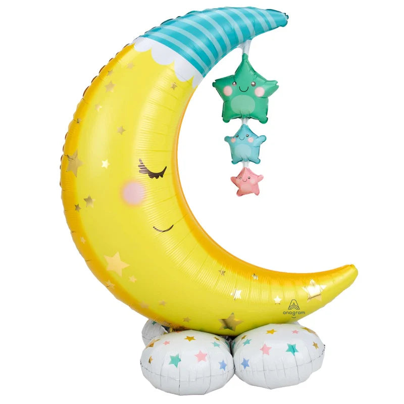 Globo de aluminio con forma de luna y estrellas, AirLoonz, 55" / 139 cm