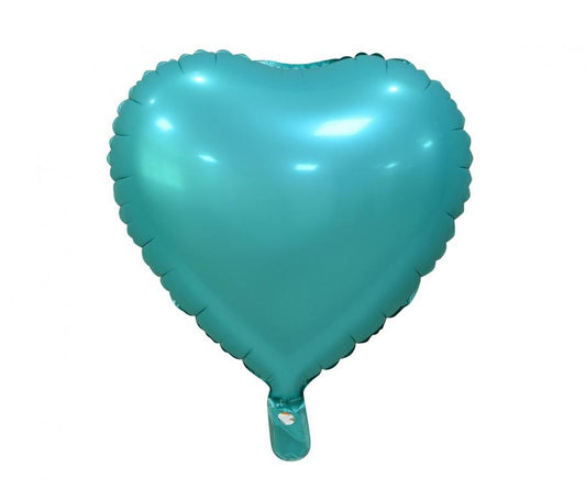 Balão de alumínio coração, cetim turquesa, 18" / 37 cm