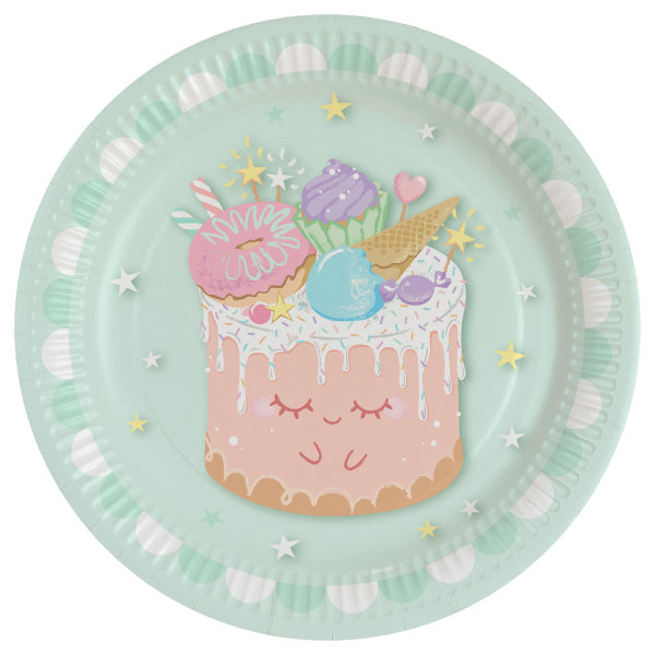 Paper plates Crazy Cake, 18 cm, 8 pcs Amscan