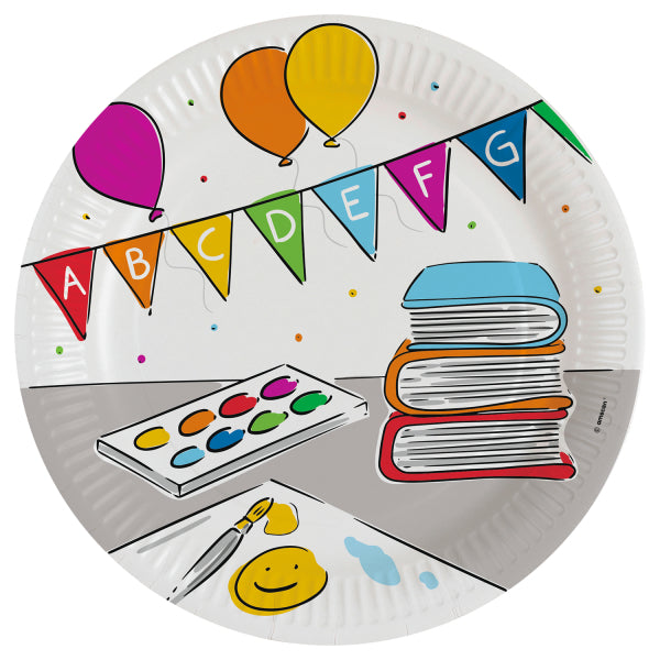Paper plates "School", 23 cm, 8 pcs Amscan