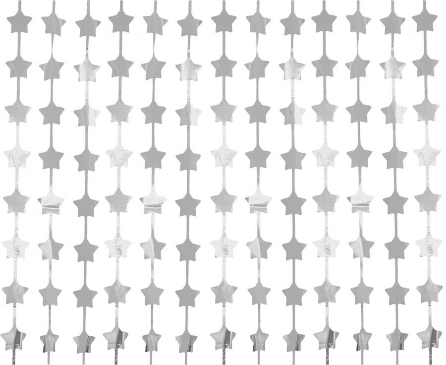 Party curtain Stars, silver, 100 x 200 cm