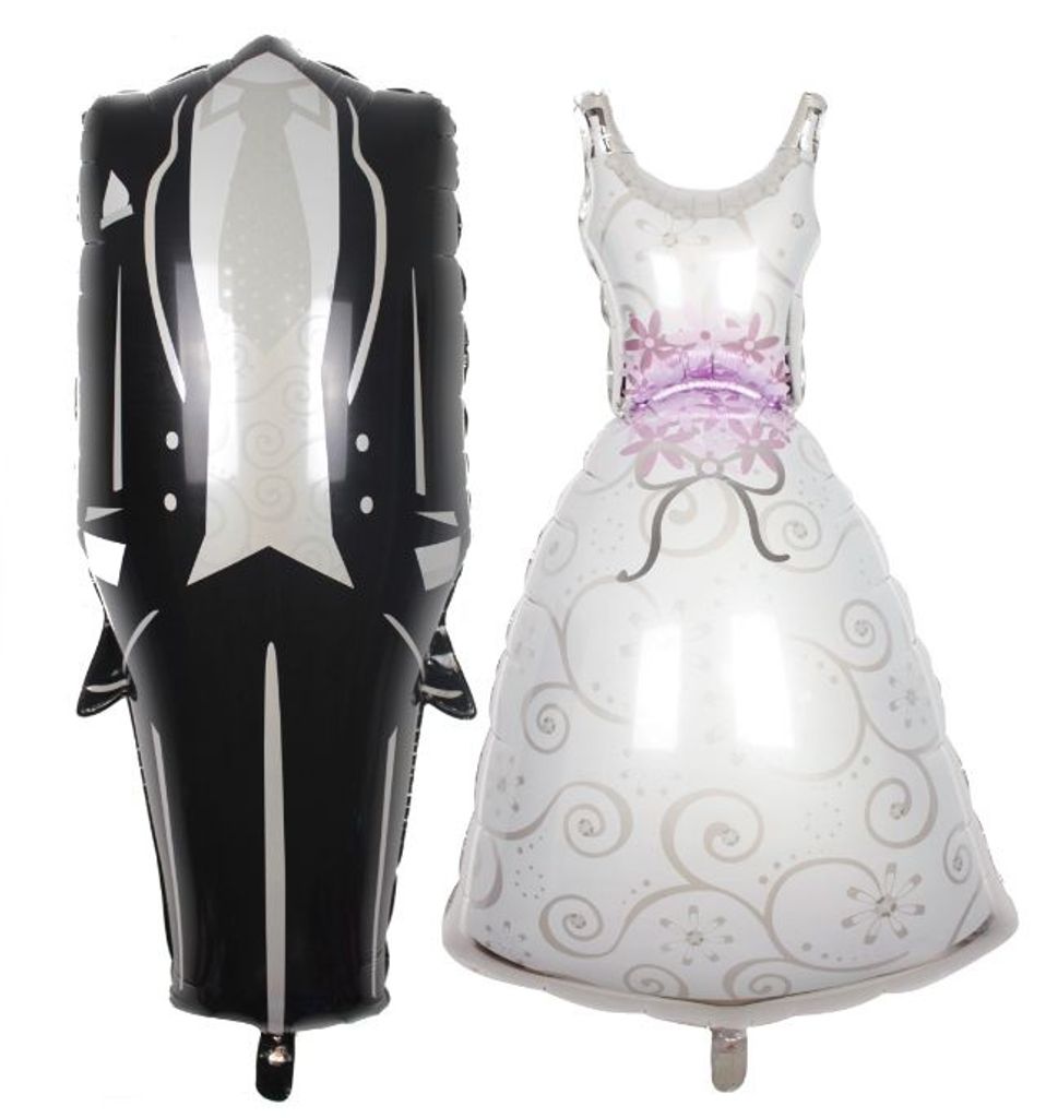 Foil Balloon Bride and Groom set. Bride 73 cm and Groom 81 cm, ideal for wedding celebrations or bridal showers.