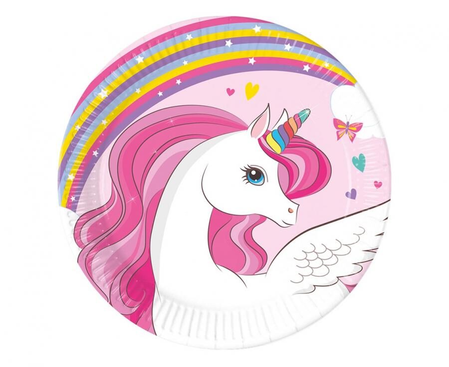 Paper plates Unicorn and Butterfly, 20 cm, 8 pcs. PROCOS