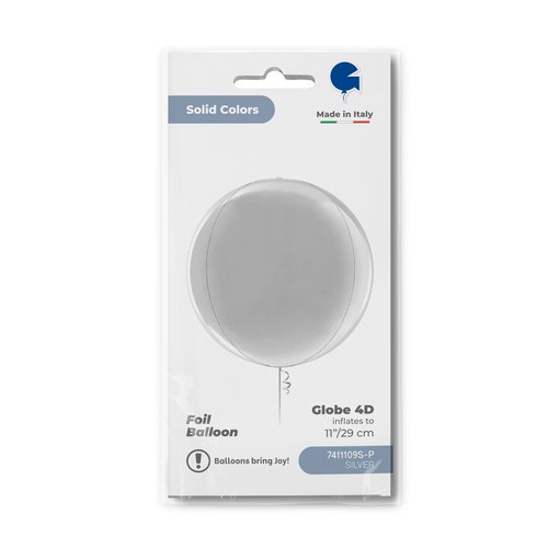 Foil Balloon ORBZ, Silver, 4D, 11" / 29 cm Grabo
