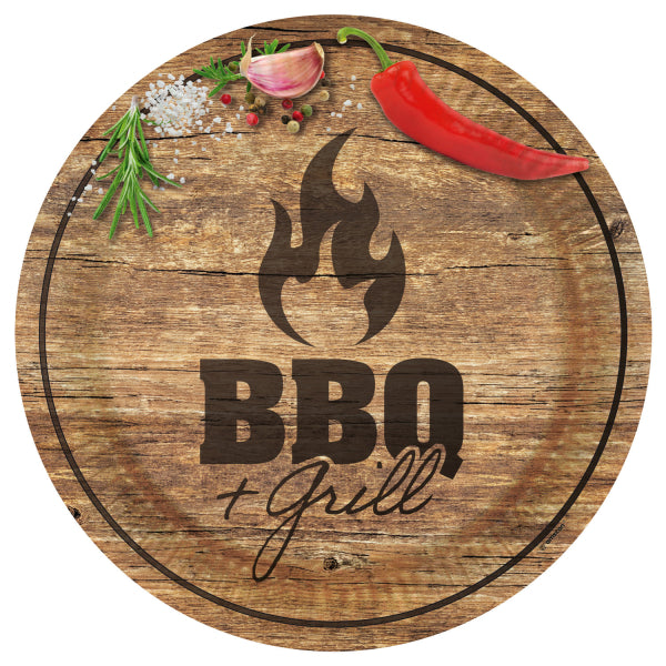 Paper plates BBQ & Grill Party, 23 cm, 8 pcs Amscan