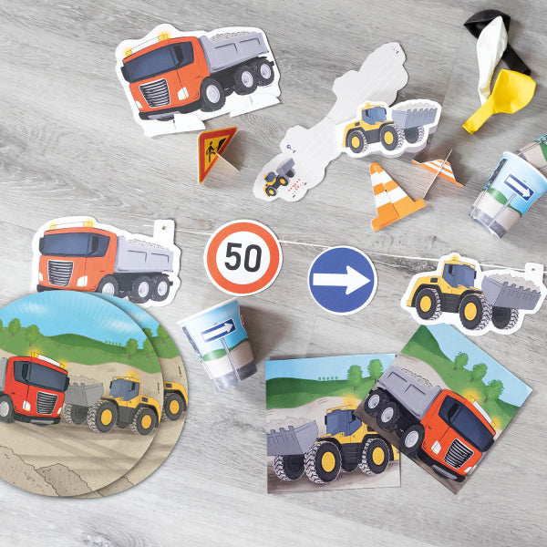Platos de papel Construction Party, 23 cm, 8 uds.