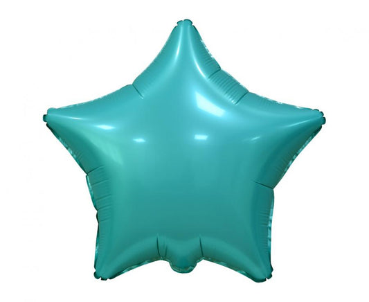 Globo de aluminio con forma de estrella, color turquesa satinado, 19"/44 cm